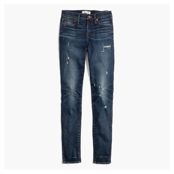 Madewell | Size 28 9" High-Rise Skinny Jeans Blue Wash Distressed Edition - Picture 4 of 14